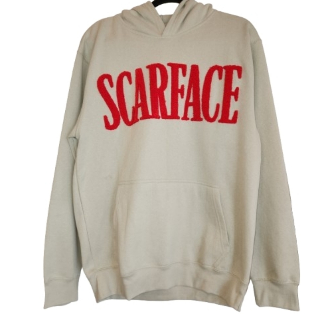 NWT Reason SCARFACE Hoodie Red/Bone Kangaroo Pocket Size M Streetwear Textured